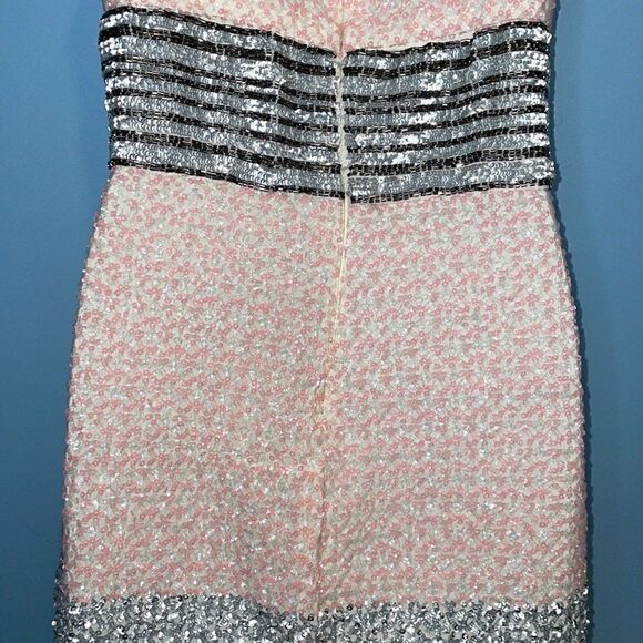 Badgley Mischka Sequin Beaded Sleeveless Mini Sheath Cocktail Dress - Picture 11 of 16